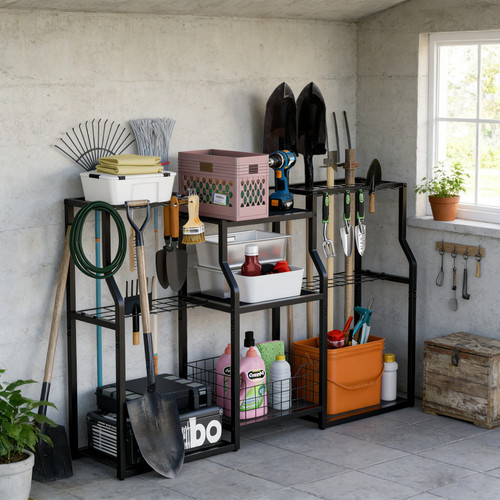 Garden tool rack shelves - garden, w